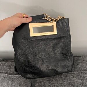Michael Kors Vintage Black Pebbled Leather Hobo with Gold Hardware